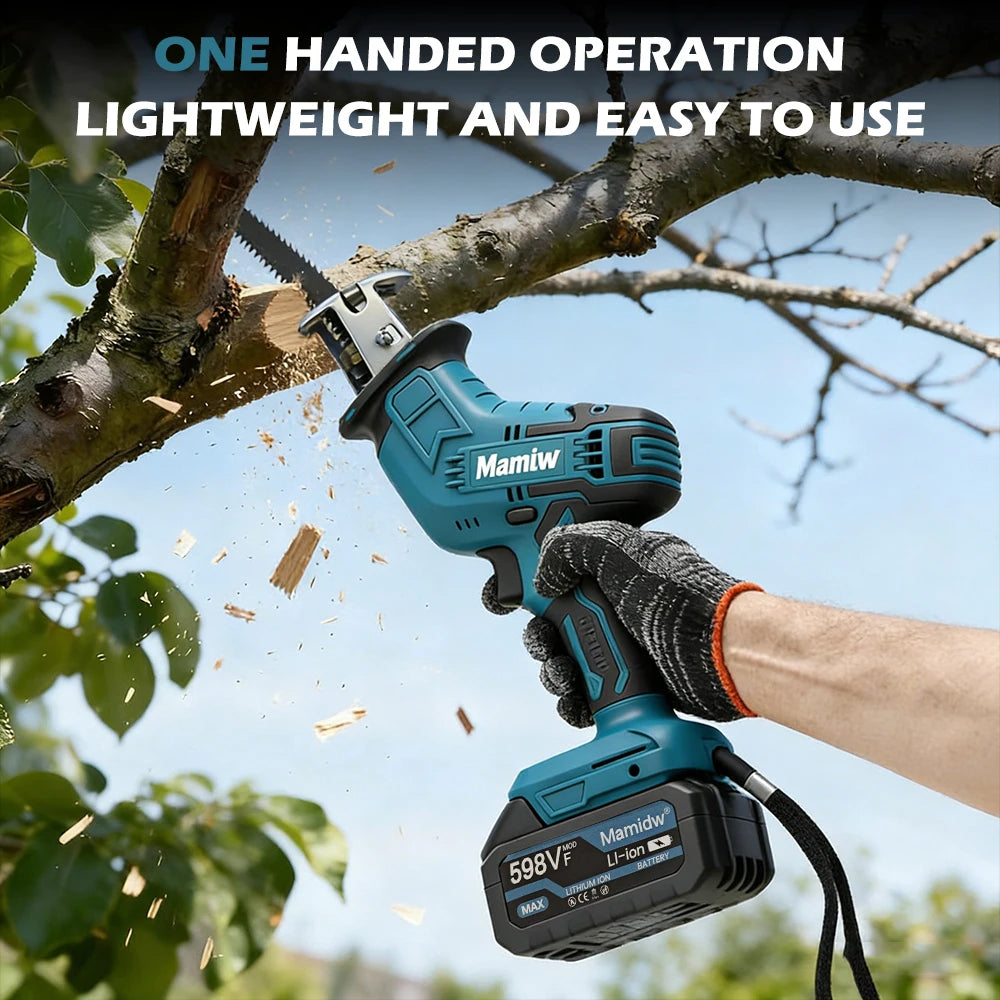 Mamidw cordless brushless reciprocating saw, comes with 4 blades, compact one-handed reciprocating saw, for Makita 18v Battery