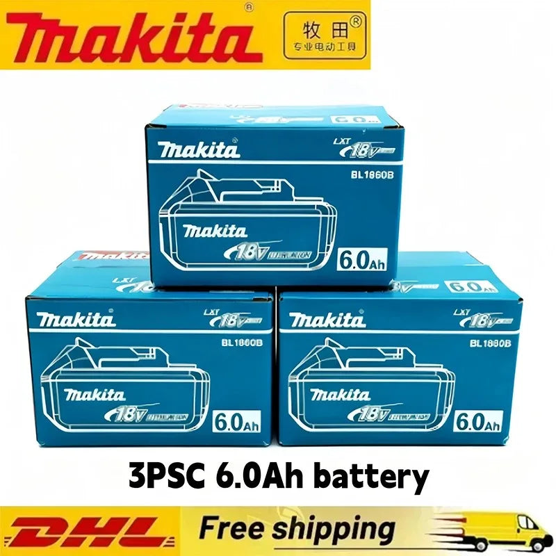 Makita 18V High‑Capacity 6.0Ah Lithium‑ion Battery Fit BL1860B BL1850B BL1840 BL1830 BL1815 Cordless Power Drill Battery Pack