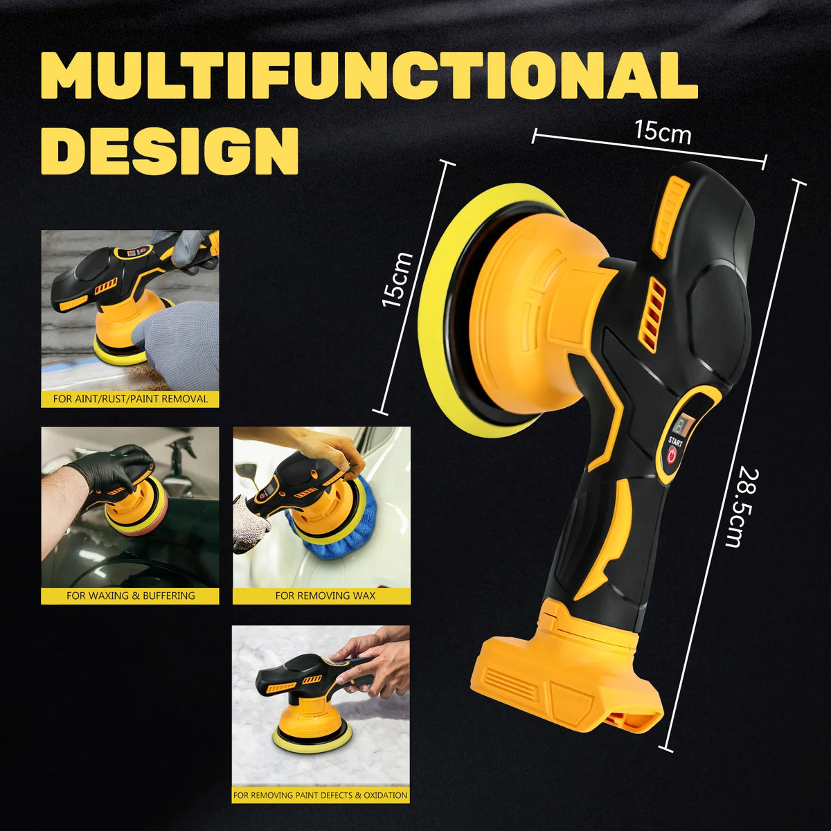 Cordless Car Buffer Polisher For Dewalt 20V Battery 8-Speeds Car Polishing For Car Detailing/Polishing/Waxing/Scratch Removing