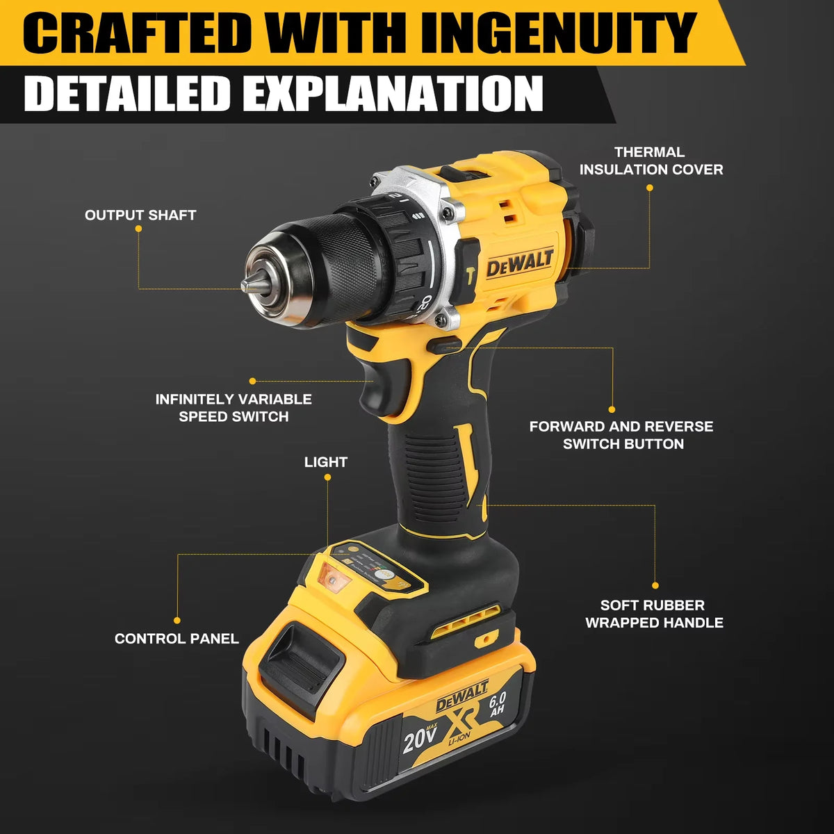 Dewalt DCD805 Cordless Impact Drill 20V Lightweight Wireless Brushless for Drilling Tasks