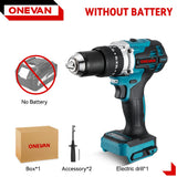 ONEVAN 1500W Brushless Electric Impact Drill 650NM Cordless Screwdriver Plates Soil Wood Working Tool For Makita Battery Pin