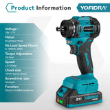 YOFIDRA 2 In 1 Brushless Electric Screwdriver Handheld Hexagonal Drill Screw Driver Home Power Tool Set For Makita Battery Pin