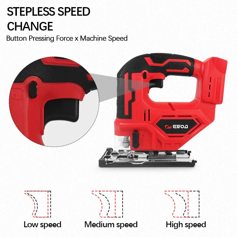 Electric Goddess Cordless Electric Jig Saw Portable Multi-Function Saw Vertical Wood Power Tool For Milwaukee 20V Battery Pin