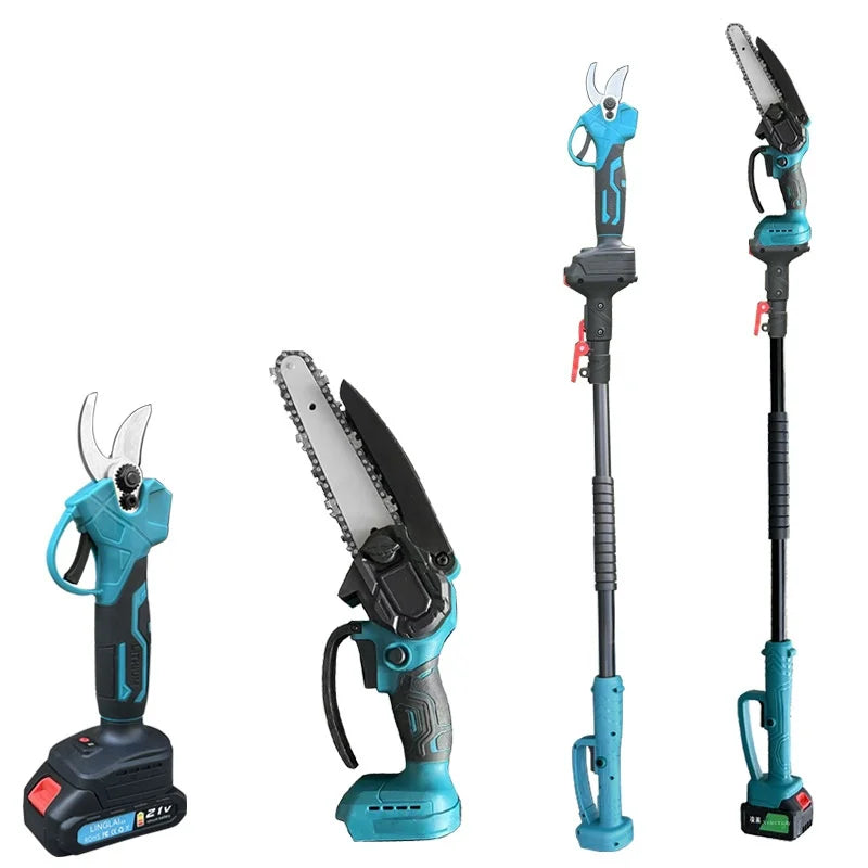 6-Inch Electric Chain Saw, 2.5cm Electric Pruning Shears, 1.7m Telescopic Extension Rod Asta Telescopica Per Potatura A Batteria