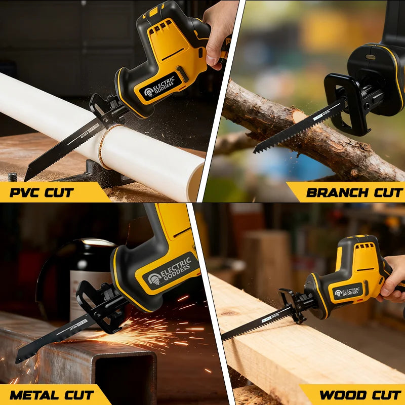 Electric Goddess 10000SPM Brushless Electric Reciprocating Saw Saber Saw Wood Metal Cutting Tool For Dewalt 20V Battery Pin
