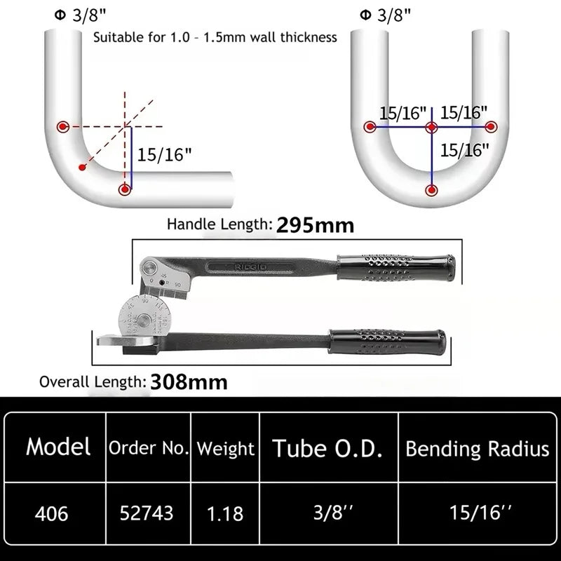 US RIDGID 400 Series Manual Stainless Steel Copper-Iron Pipe Bender 0-10mm