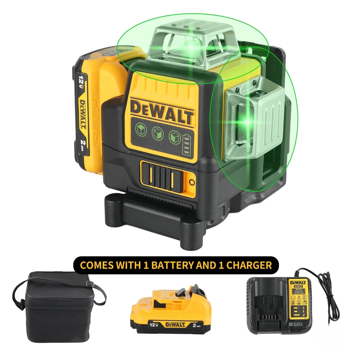2026 NEW DEWALT DW089LG 12 Lines Laser Level 360 Self-Leveling Laser Level Horizontal and Vertical 12V Battery Tool Cross Line