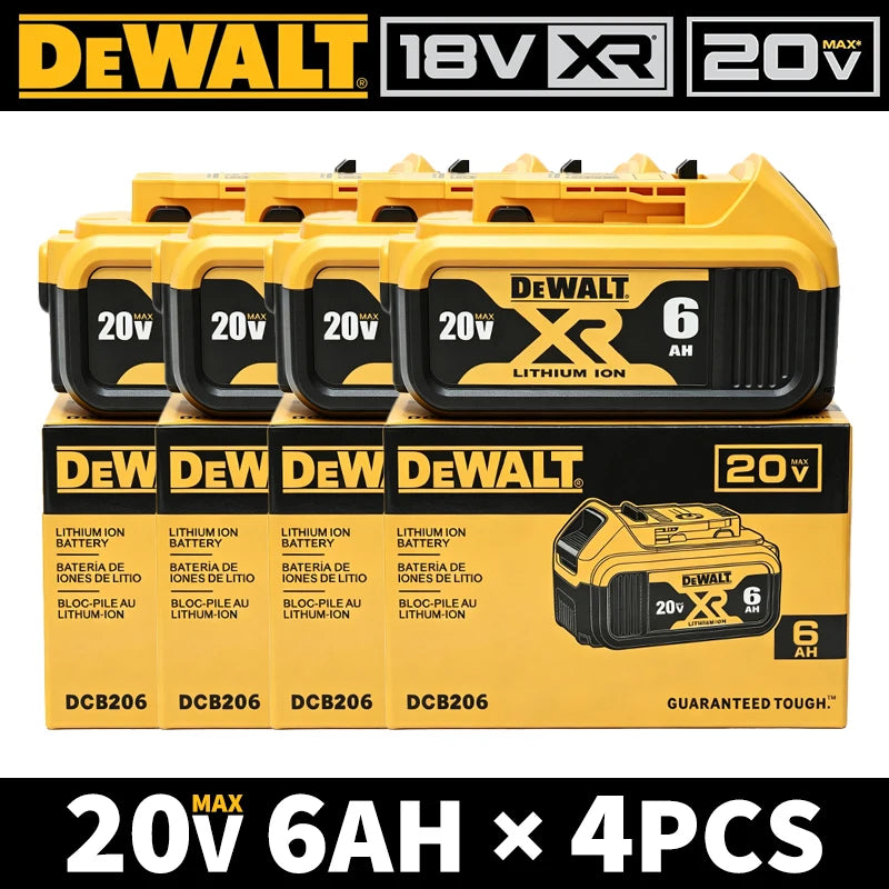 100% Dewalt Original Battery 20V 6AH Battery Replacement DCB200 DCB184 DCB182 DCB206 DCD887 DCD805 DCF860 Power Tool Battery