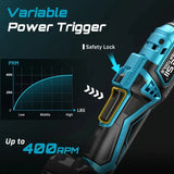 SEESII 3/8" 21V Cordless Electric Wrench 80Nm 6.3'' Extended Electric Ratchet Wrench Rechargeable Angle Wrench Car Repair Tools for Makita 18v Battery Pin