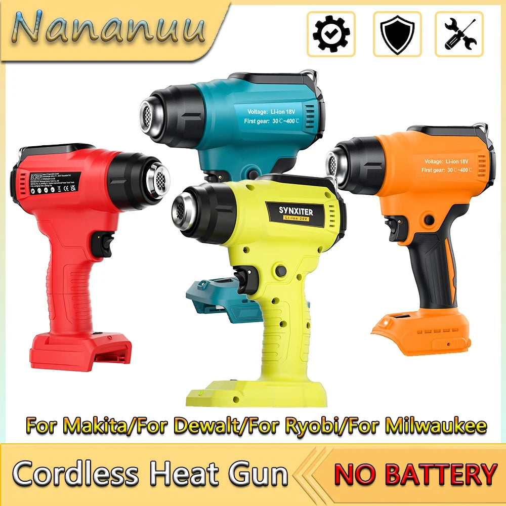 Nananuu 350W Cordless Heat Gun Portable Power Tool Heat Shrink Gun For Makita/For Dewalt/For Ryobi/For Milwaukee(NO Battery)