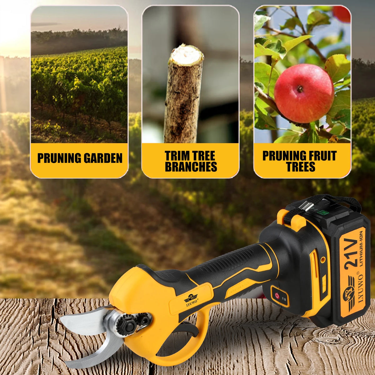 LYUWO 30mm 20V Brushless Charging Wireless Trimming Scissors, Fruit Tree Potting Repair Electric Tool, Using MT Battery