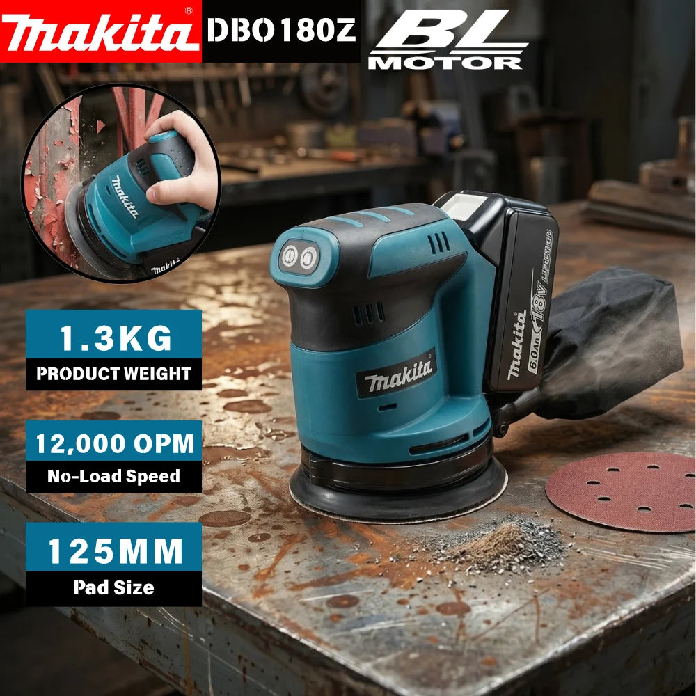 2026 Makita DBO180Z 18V Cordless Random Orbit Sander Woodworking Putty Polishing Tool for Home DIY Repair Use System