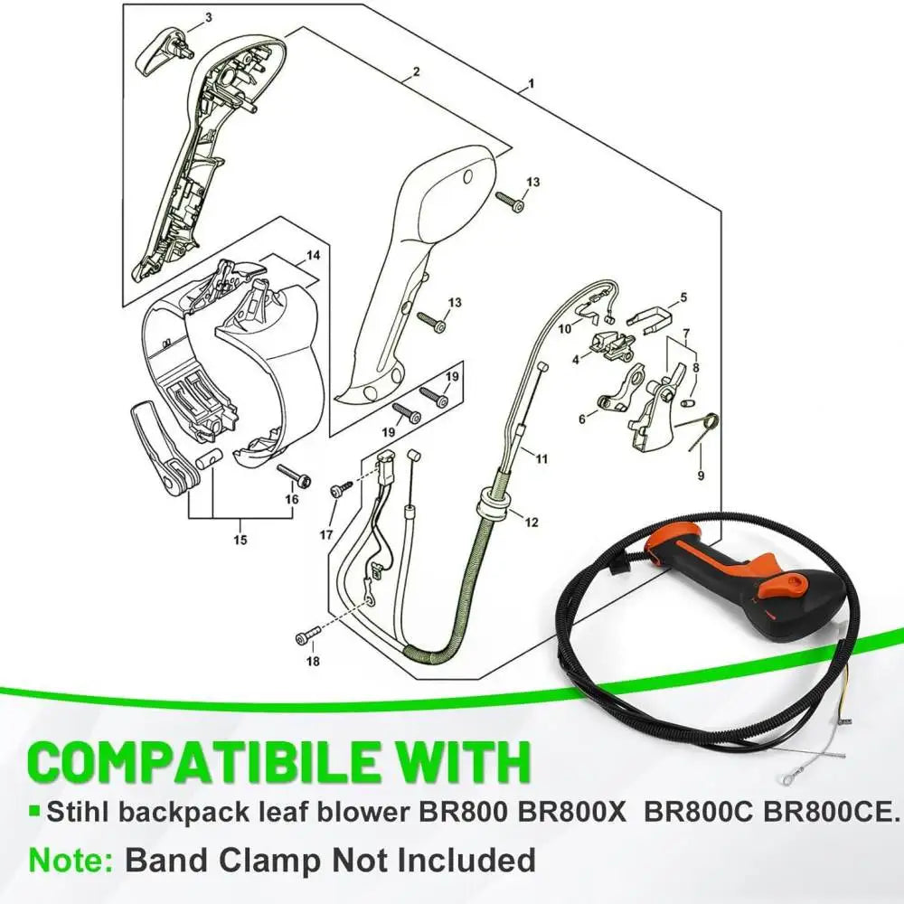Replacement Engine Throttle Switch Handle Cable For Stihl BR800 BR800X Blower Maintenance Parts Accessory Repair Set