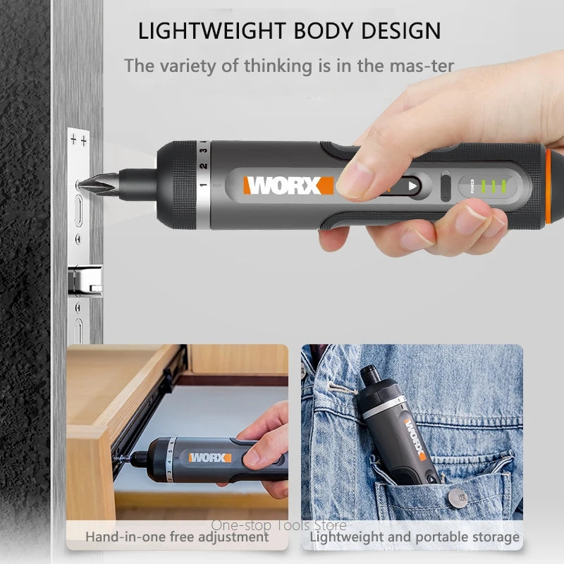 Worx 4V Electrical Screwdriver Sets WX242 Smart Cordless Electric Screwdrivers SDS Chuck USB Rechargeable 30 Bit Sets