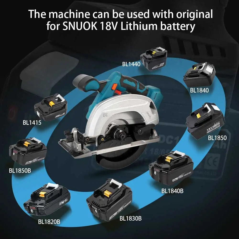 SNUOK 6in/7in/7.5in Brushless Electric Circular Saw No Battery Cordless Woodwork Electric Cutter Suitable for Makita 18V Battery