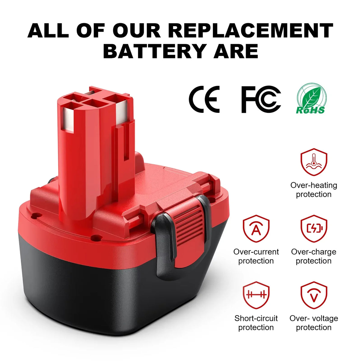 BAT043 BAT045 BAT120 4500mAh Nimh Ni-MH 12V Rechargeable Replacement Battery for Bosch 12 V Drill GSR12VE-2 PSR12VE-2 2607335273