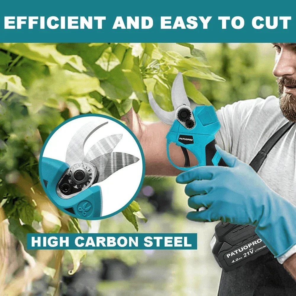 PATUOPRO 30MM Cordless Brushless Electric Pruning Shear Tree Bonsai Pruner Branches Cutting Power Tool For Makita 18V Battery