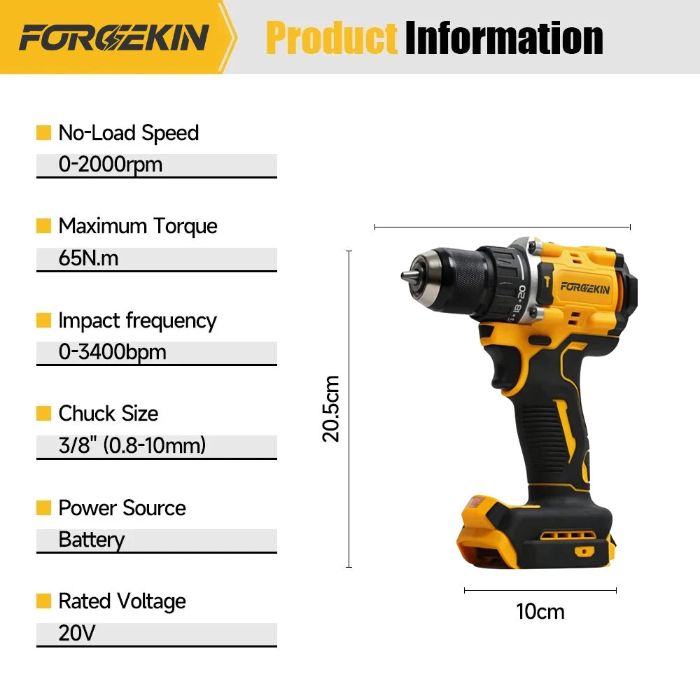 FORGEKIN DCD805 Brushless Impact Drill Cordless Screwdriver Multi-Function Hand Drill Power Tool For DeWALT 18V Battery pin