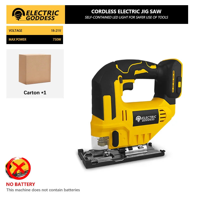 Electric Goddess 2700RPM Electric Jig Saw Cordless Jigsaw 3 Gears Multi-Function Adjustable Woodworking Tool For Dewalt 20V Pin