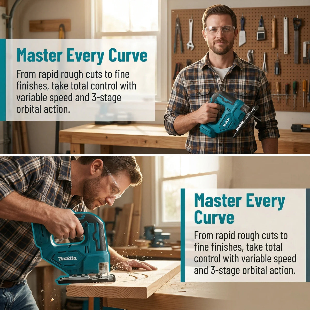 Makita 18V DJV182Z Barrel Handle Jigsaw for Plastic Panel Trimming Composite Material Cutting Bare Household Power Tool
