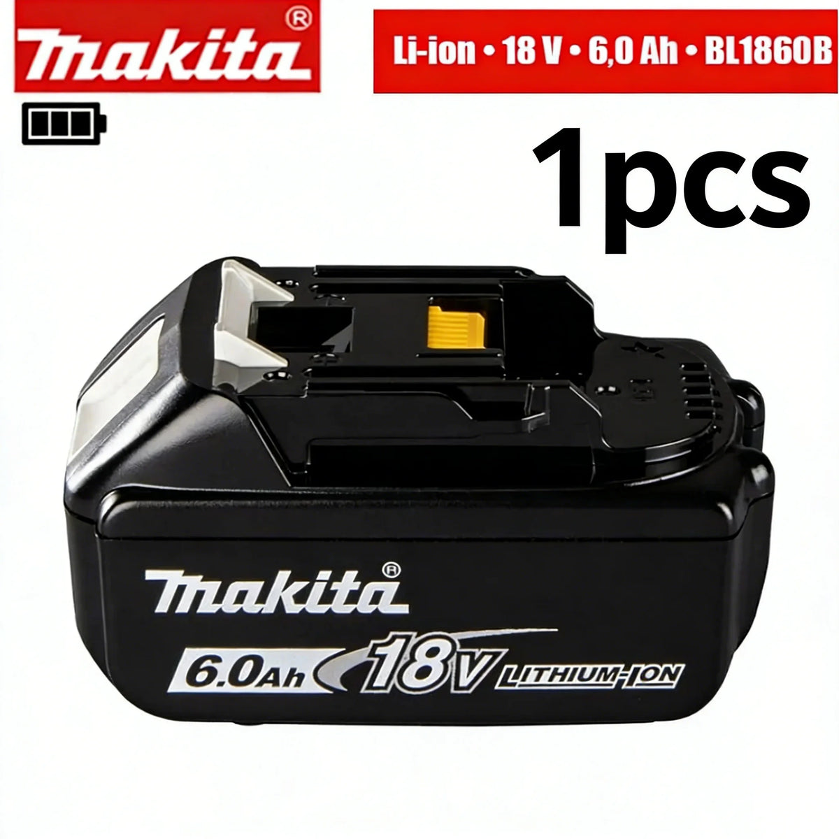 Original Makita battery, 18V 6.0Ah rechargeable battery, power tool BL1830 BL1840、BL1850、BL1860B、 Makita 18V lithium battery