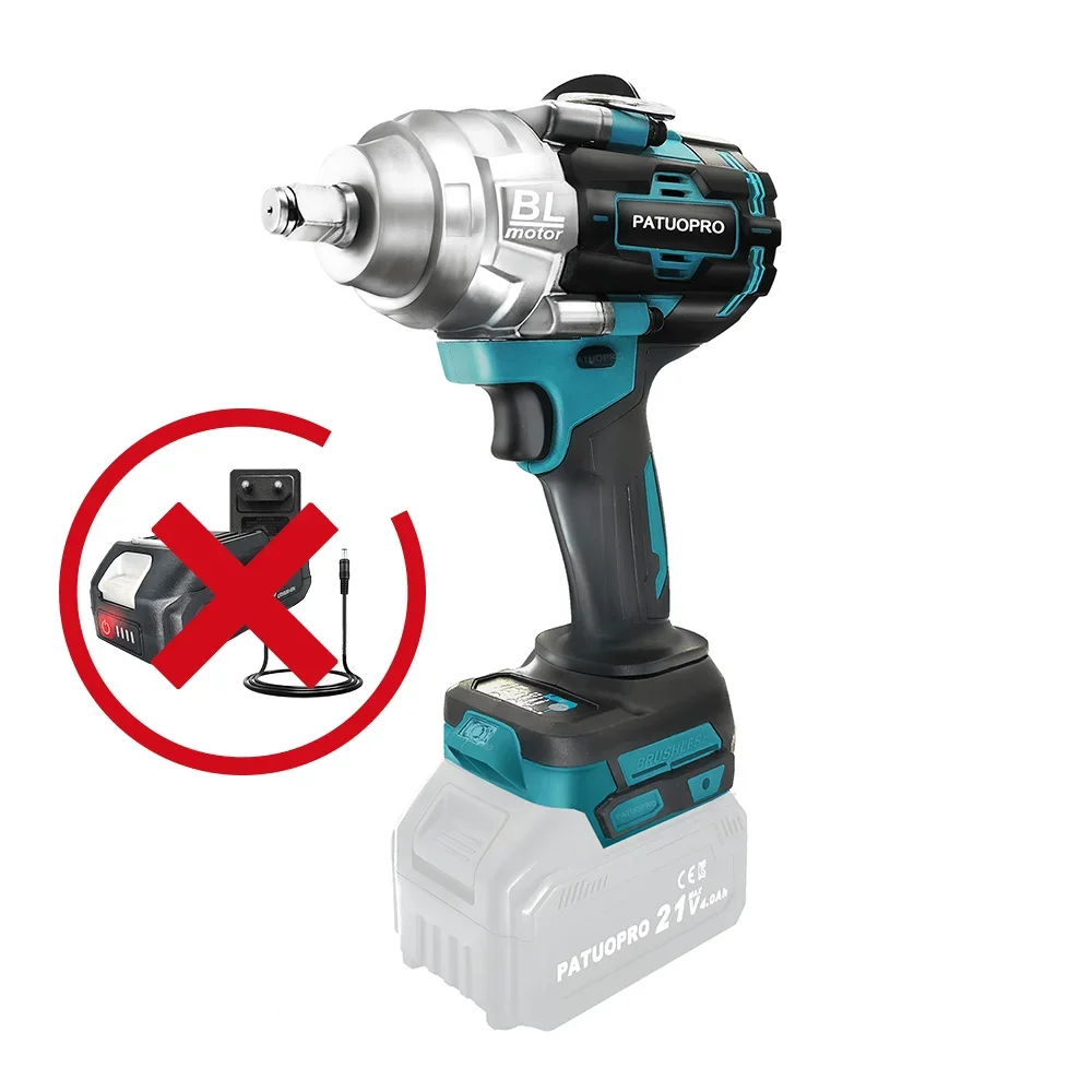 21V Brushless Electric Impact Wrench 2000N.m Max Rechargable Wrench Handheld Power Tool for Makita 18v Battery(No Battery)