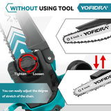 YOFIDRA 8 Inch Brushless Electric Chainsaw 4500W Cordless Woodworking Pruning Saw Cutting Power Tool For Makita 18V Battery Pin