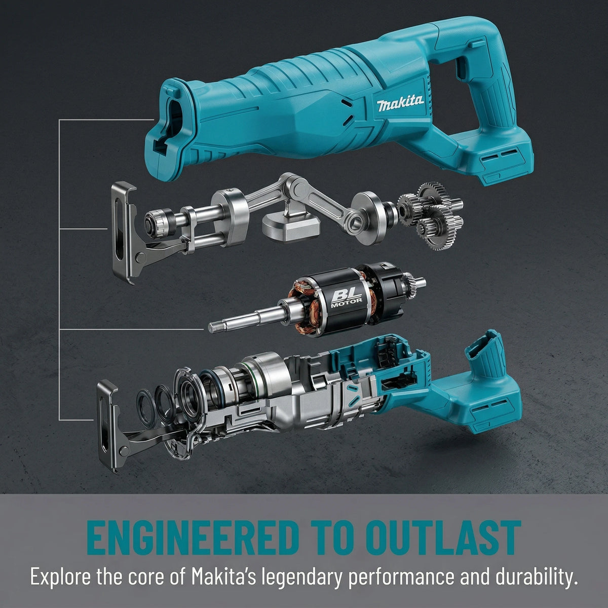 Makita Brushless Recip Saw, Cordless Power Tool for 18V & 20V Battery, Portable with 4PCS Blades, Wood/Metal Cutting Saw
