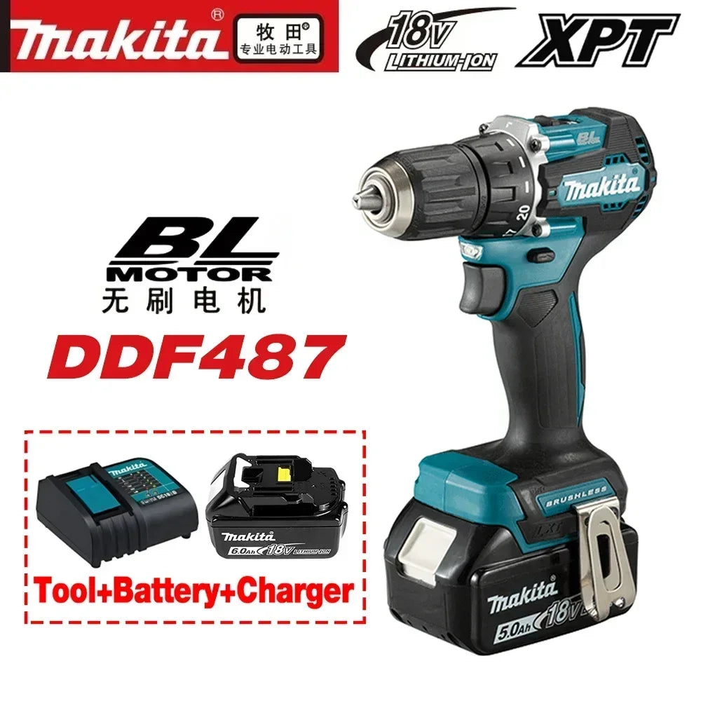 100% Original Makita Battery DDF487 18V LXT Brushless Cordless Driver Drill Rechargeable Electric Screwdriver Power Tool