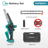 YOFIDRA 8 Inch Brushless Electric Chainsaw 4500W Cordless Woodworking Pruning Saw Cutting Power Tool For Makita 18V Battery Pin