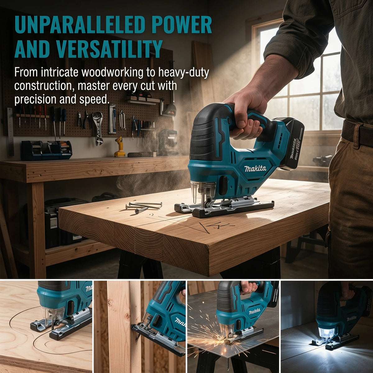 Makita DJV182 18V Cordless Jig Saw Bare Tool Electric Saw with Blades for Wood Metal Cutting Makita 18V Battery Compatible