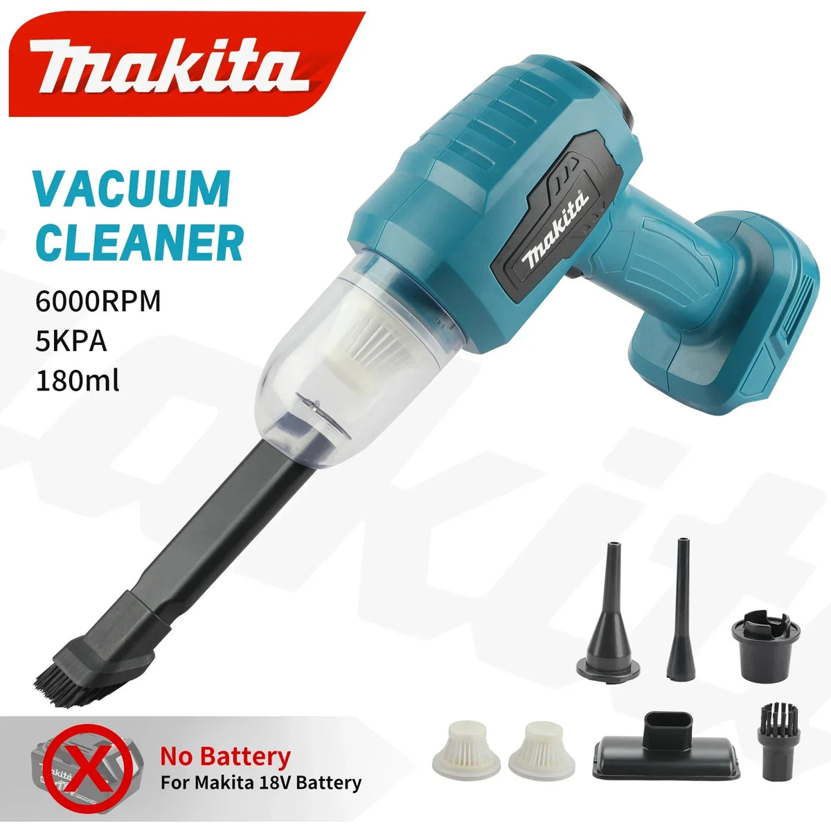 Makita M213 Wireless - Charged Car Vacuum: Strong Suction for Cars & Households, Handheld Dual - Function (Blow/Suck)