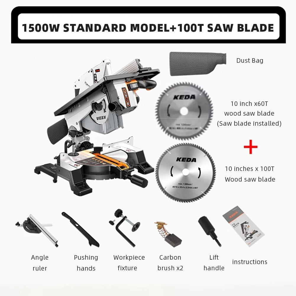 Electric Compound Saw 10 Inch Table Saw Miter Cutting Boundary Aluminum Machine 45° Woodworking Dual Purpose All-in-One Machine