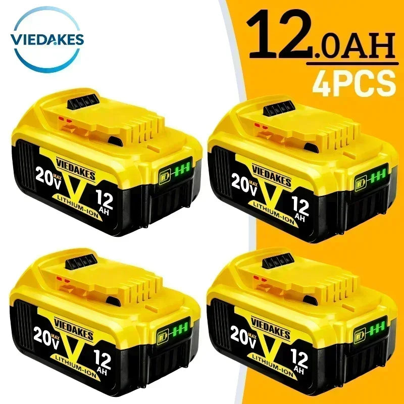 High Capacity 12.0Ah 20V Rechargeable Lithium Ion Battery for Dewalt 20V Battery Work DCB200 DCB201 DCB203 DCB205 DCB206 Tools