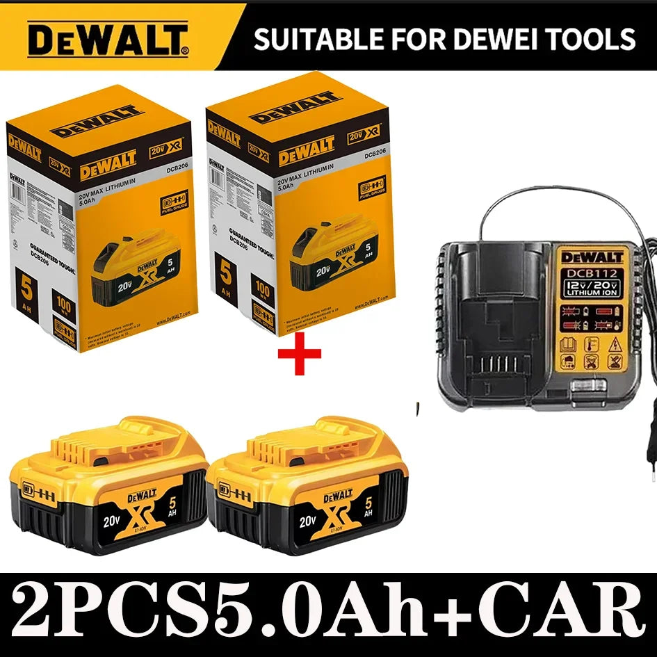 Dewalt 20V Battery 5AH 6AH 18V5.0AH Rechargeable Lithium Ion Battery, Dewalt DCB200 Power Tool Replacement Battery