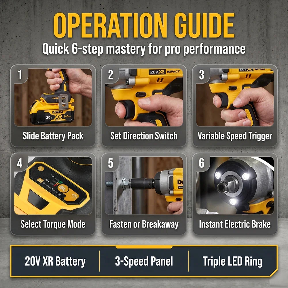 DEWALT DCF922 Atomic 20V Maximum Cordless Wrench 1/2 inch Cordless Impact Wrench Variable Speed Charging Wrench