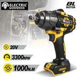 1000N·M High-torque Brushless Electric Wrench 1/2 Inch Impact Wrench Large Machine Service Tool For Dewalt 20V Battery Pin