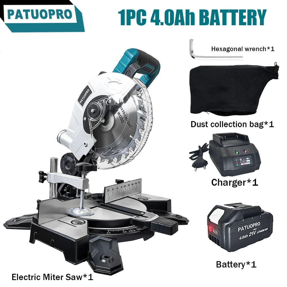 PATUOPRO 8 Inch Brushless Miter Saw Single Bevel 45° Compact Electric Saw Wood Aluminum Cutter Power Tool For Makita 18V Battery