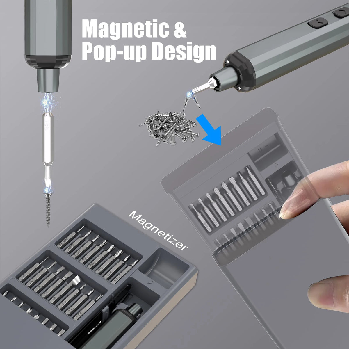 Mini Precision Electric Screwdriver Set 68 in 1 Power Repair Tool with 64 Magnetic Torx Phillips Drill Bits 5 Torque Settings