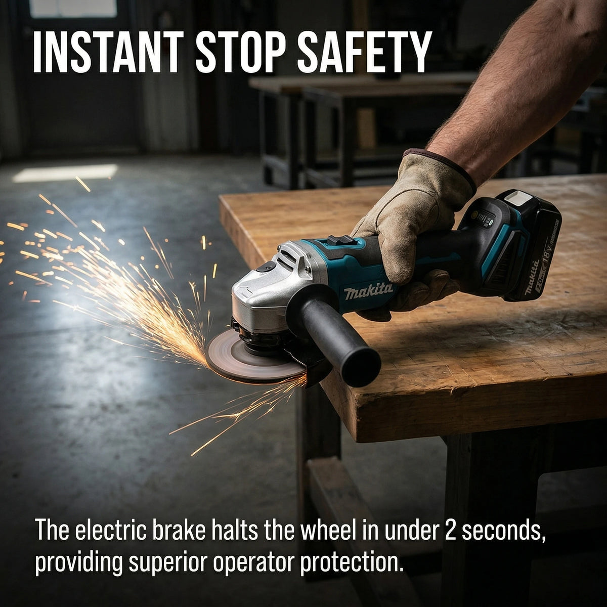 Makita DGA404 Bare 125mm Angle Grinder 18V Brushless Rechargeable For Household Metal Cut Grind DIY Jobs No Battery Included