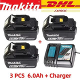 100% Original Makita 18V 6.0Ah Li-Ion Battery, Rechargeable Replacement Battery for BL1830B BL1840B BL1850B BL1860B Power Tools