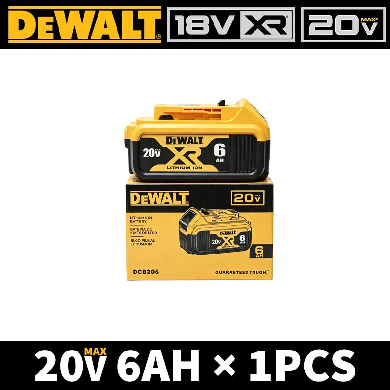100% Genuine Dewalt XR Battery 20V 6.0AH 6000mAh DCB206 Rechargeable Power Tool Battery DCB1104 Charger Battery Combo Available