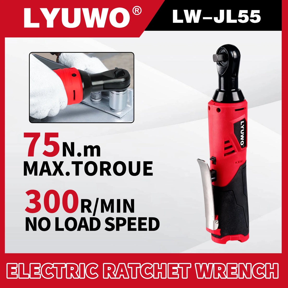 Cordless Ratchet Wrench 3/8'' Electric Rechargeable Screwdriver Removal Screw Nut Car Repair Tools For 12V/18V Battery