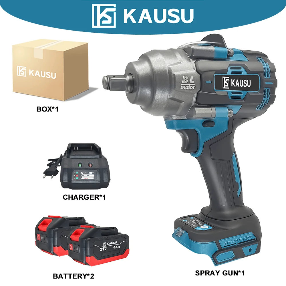 KAUSU 1/2 Inch Electric Impact Wrench Brushless Max 2500N.m Cordless Rechargable Wrench Power Tool For Makita 18V Battery
