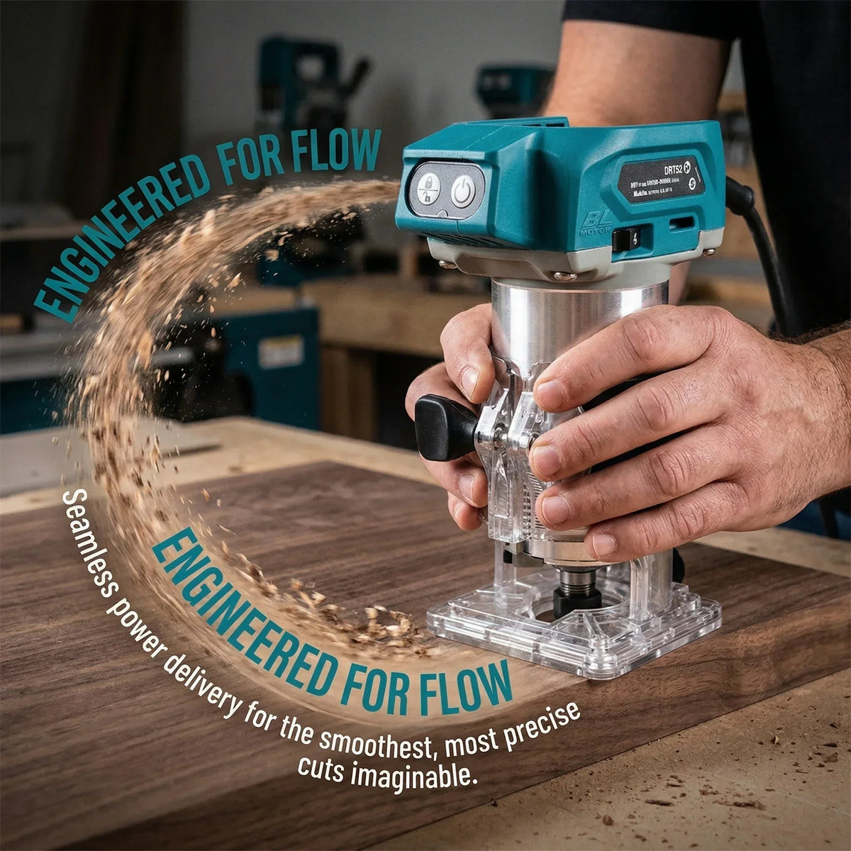 Makita DRT50 18V Cordless Brushless Trimmer Slotting Tool For Furniture Edge Finishing And Cabinet Fabrication Tasks
