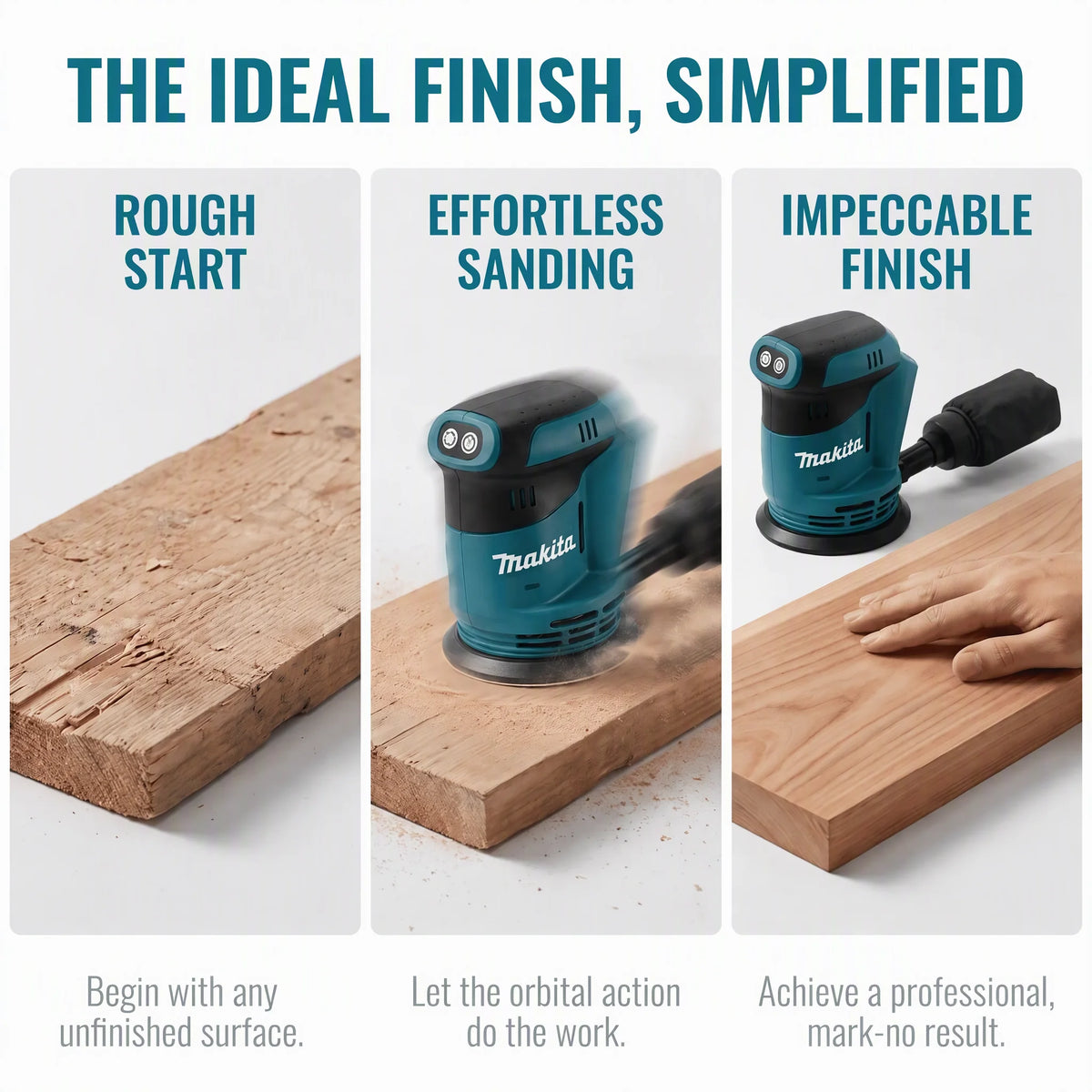 Makita DBO180Z 18V Brushless Cordless Orbital Sander 125mm with Dust Bag for Clear Coat and Varnish Surface Preparation
