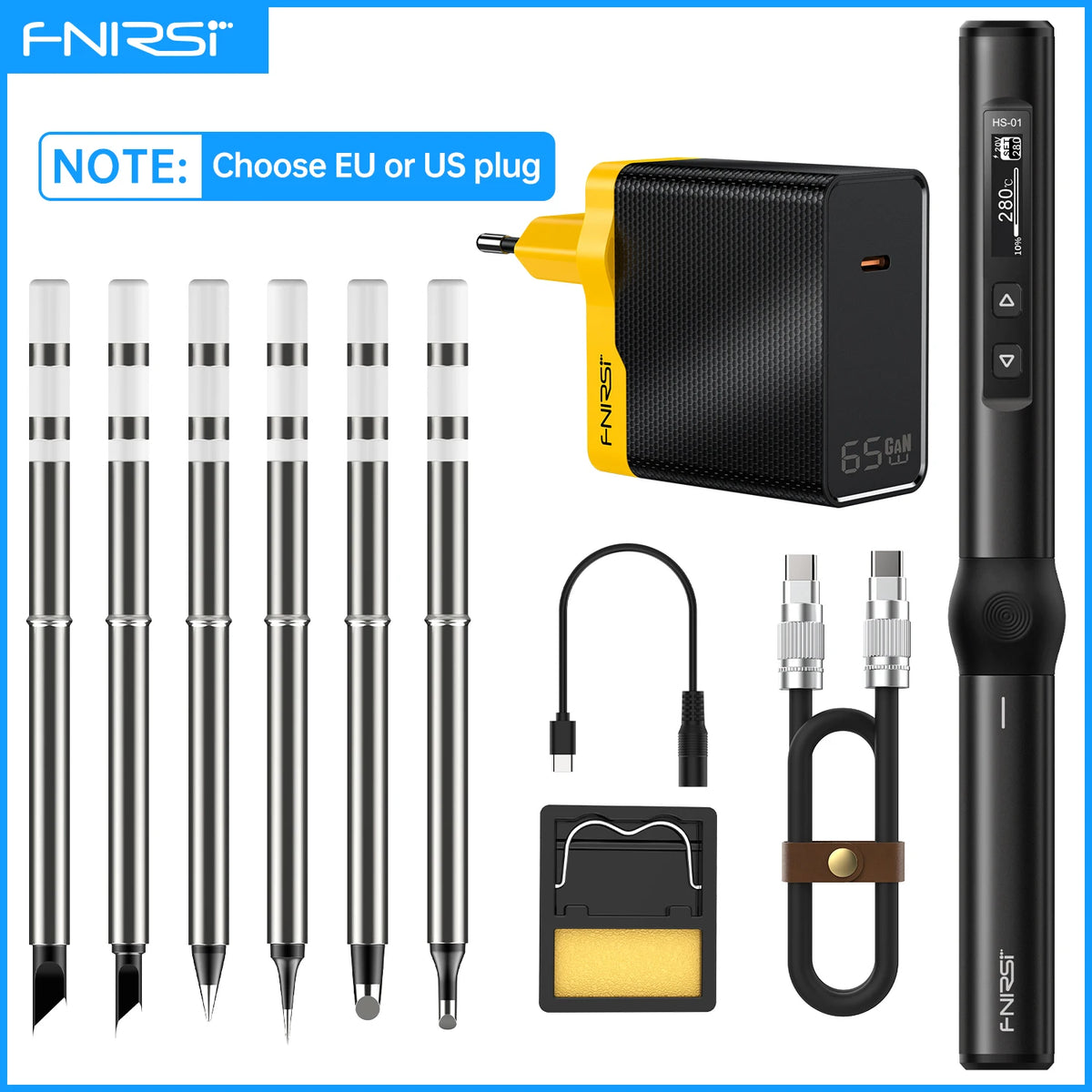 FNIRSI HS-01 Adjustable Temperature Soldering Iron DC 24V 80-420℃ Welding Solder Rework Station PD 65W Portable Repair Tool