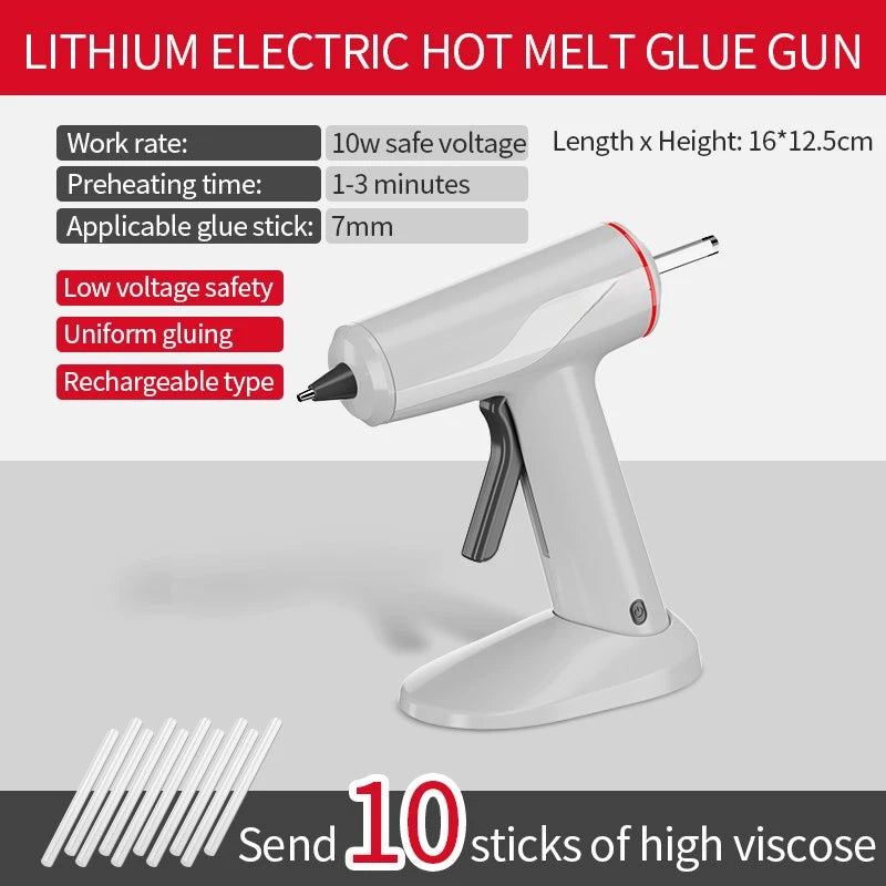Mini Cordless Hot Melt Glue Gun High Temperature Electric Repair Tool DIY Power Tools Plug-in Household 10W 80W 7mm 11mm