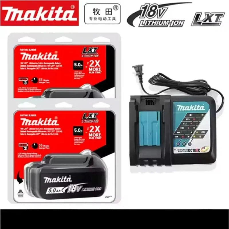 Makita 18V 5.0Ah Battery BL1850B BL1860B With DC18RC Charger Combo 100% New High Quality For DDF485Z DHP487 DTD149Z LXT Tools