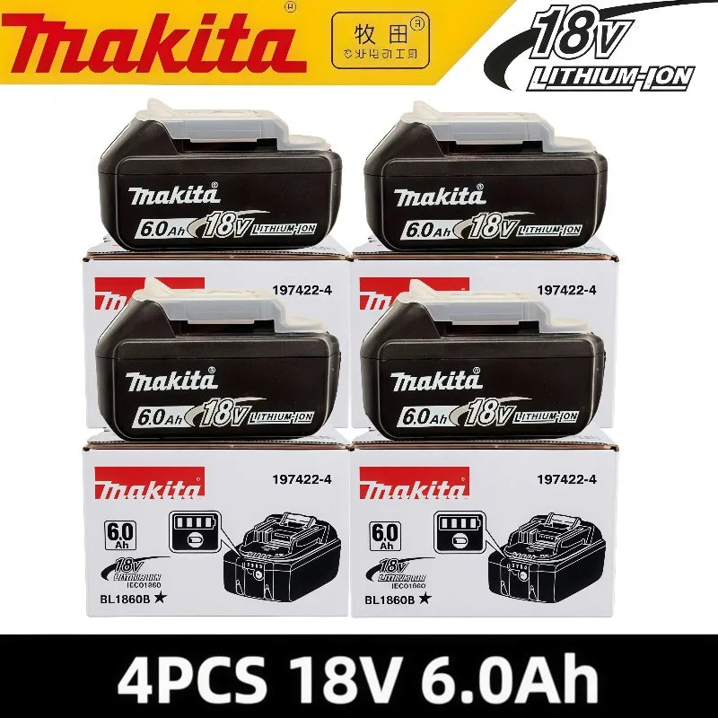 6Ah 100% Original Makita 18V Battery BL1860B Rechargeable Lithium-Ion Battery for Makita 18V Power Tools Replace the Battery.